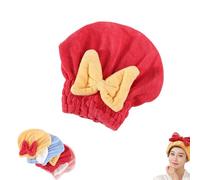 New Super Absorbent Hair Towel Wrap for Wet Hair, Efficient Absorbent Hair Towel Wrap, Soft Absorbent Quick Drying Cap with Bow-Knot, Microfiber Hair Towel Wrap (Red)