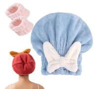 New Super Absorbent Hair Towel Wrap for Wet Hair, Microfiber Hair Towel Wrap for Women Long Hair, Hair Drying Towel, Plopping Towel Curly Hair with Face Wash Wristbands (Blue)