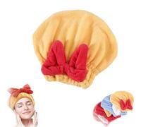 New Super Absorbent Hair Towel Wrap for Wet Hair, Soft Absorbent Quick Drying Cap with Bow-Knot, Microfiber Bow Tie Hair Towel Wrap, Efficieint Super Absorbent Hair Towel Wrap (Yellow)