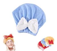 New Super Absorbent Hair Towel Wrap for Wet Hair, Soft Absorbent Quick Drying Cap with Bow-Knot, Microfiber Bow Tie Hair Towel Wrap, Efficieint Super Absorbent Hair Towel Wrap (Blue)