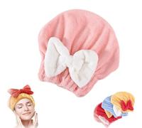 New Super Absorbent Hair Towel Wrap for Wet Hair, Soft Absorbent Quick Drying Cap with Bow-Knot, Microfiber Bow Tie Hair Towel Wrap, Efficieint Super Absorbent Hair Towel Wrap (Pink)