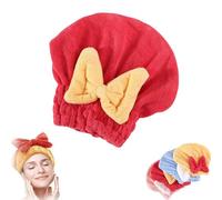 New Super Absorbent Hair Towel Wrap for Wet Hair, Soft Absorbent Quick Drying Cap with Bow-Knot, Microfiber Bow Tie Hair Towel Wrap, Efficieint Super Absorbent Hair Towel Wrap (Red)
