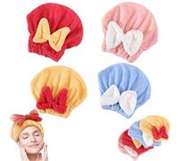 New Super Absorbent Hair Towel Wrap for Wet Hair, Soft Absorbent Quick Drying Cap with Bow-Knot, Microfiber Bow Tie Hair Towel Wrap, Efficieint Super Absorbent Hair Towel Wrap (4Pcs)