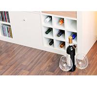 New Swedish Design Kallax Expedit Estantería 9 botellas (compartimentos 10 x 10 cm) Botellero Botellero Vino y Champán Almacenamiento Toallero 33,5 x 33,5 x 36 cm Blanco