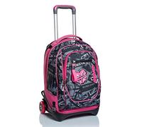 Seven Mochila Escolar Desmontable + Carro, Trolley Escolar NEW TECH KEEP FLAG, Rosa y Negro - Mochila 3 en 1, Sistema Salva Tirantes - Bolso Escolar Niñas y Adolescentes