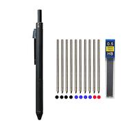 New Technology Sensor de gravedad 4 en 1 bolígrafo multicolor de metal, multifunción, 3 colores, recambio de punta de bola y mina de lápiz (negro)