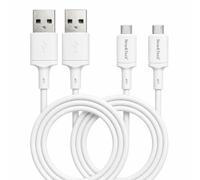 New&Teck - Cable de plástico flexible para Samsung Galaxy S7, S6, S5, J3, J5, J7, Huawei, Sony Xperia, Motorola, Wiko (2 unidades), color blanco