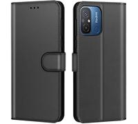 New&Teck - Carcasa para Xiaomi Redmi 12C, funda de piel multifunción, cierre magnético con tapa antigolpes, color negro