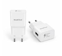 New&Teck - Cargador USB (15 W, 2 unidades, conector USB de carga rápida, 5 V/2 A, 9 V, 1,67 A, compatible con Samsung Galaxy S24, S23, S22, S21, S20, S10, A55, A54, A53, A52, Note 20/10, sin cable