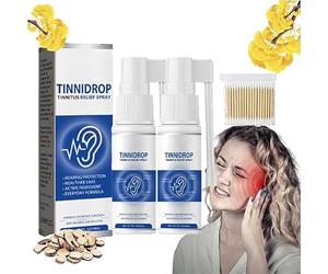 New Tinnitus Relief Spray,Tinnitus Relief for Ringing Ears Drops, Ear Cleaning Care Spray, Ear Cleaning Care Spray, Effectively Improves Hearing,Tinnitus Ear Drops (2 Pcs)