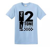 New Tone 2 Records The Specials Retro Music - Camiseta blanca SKA Northern Soul Reggae, Camiseta azul cielo con estampado negro, XL