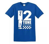 New Tone 2 Records The Specials Retro Music - Camiseta blanca SKA Northern Soul Reggae, Camiseta azul real con estampado blanco, XL