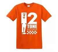 New Tone 2 Records The Specials Retro Music - Camiseta blanca SKA Northern Soul Reggae, Camiseta naranja con estampado blanco, XXL