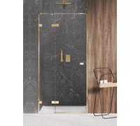 New Trendy Avexa Gold Shine puerta de ducha 130 cm oscilante oro brillante/vidrio transparente EXK-1641