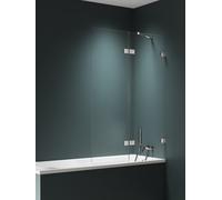 New Trendy Avexa Nickel Brushed mampara de bañera 130 cm dos piezas cepillado/vidrio transparente EXK-8757
