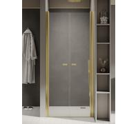 New Trendy New Soleo Light Gold puerta de ducha 130 cm oscilante oro brillante/vidrio transparente D-0524A