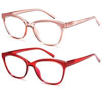 NEW VISION Gafas Presbicia Mujer 2 PACK, Gafas Luz Azul, Gafas Presbicia Estilo Retro, PROJOeccióN UV400 Gafas De Lectura, Gafas Para Ordenador Mujer NV1157 (ROJO+ROSA, 3, x)
