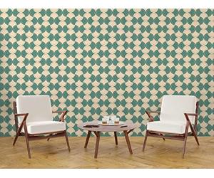 New Walls Papel Pintado Vinilo Pared Retro Estilo 70, Diseño Geométrico de Círculos, Color Verde, Beige, 10,05 x 0,53 m