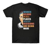 New Women Belong In All Places RBG Ginsburg Gift tee Unisex 100% Cotton Short-Sleeve T-Shirts Black XXL