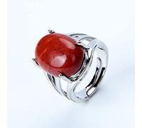 New Women Ring Natural Stone Pink Quartz Purple Crystal Lapis Opening Rings Opal Oval Bead Adjustable Size Party Jewelry,red Stone,Resizable