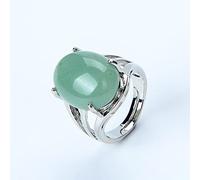 New Women Ring Natural Stone Pink Quartz Purple Crystal Lapis Opening Rings Opal Oval Bead Adjustable Size Party Jewelry,green Aventurine,Resizable
