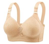 New Women Underwear Thin Soft Comfortable No Underwire Retraction Full Cup Bra, Red, 18(Beige,14)