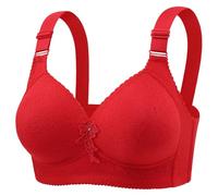 New Women Underwear Thin Soft Comfortable No Underwire Retraction Full Cup Bra, Red, 20(Red,12)