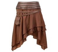New Women's Skirt Rock Punk Skirt Hip-Hop Street Dance Performance Skirt Halloween Irregular Stage Performance Skirt-Brown-L