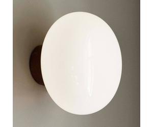 New Works Karl-Johan aplique de pared, blanco, madera, cristal, Ø 23 cm