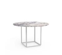 New Works Mesa de comedor Florence redonda mármol viola blanco. ø120 cm. soporte blanco