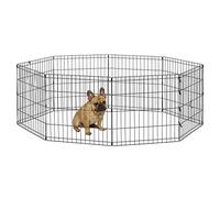 New World - Corral plegable de metal para perros y mascotas sin puerta, incluye estacas de conexión a tierra y proporciona 1,5 metros de espacio de juego, 61 cm de alto, revestimiento E-Coat negro