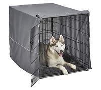 New World modelo B42DD-KIT Kit de jaula para perros con doble puerta, con jaula de 106,68 cm de 2 puertas, cama gris a juego y funda gris para la jaula, adecuado para perros de razas pequeñas
