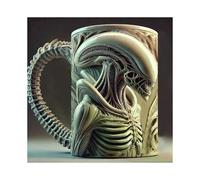 New Xenomorph Mug Shaped Mug Thermal Transfer Flat 3D Effect Coffee Cup 500ml