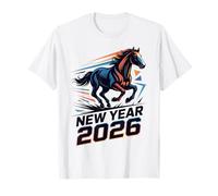 New Year 2026 Dynamic Horse Energetic Celebration Art Camiseta