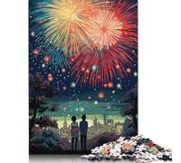 New Year Fireworks Puzzles Imposible,desafío para Adultos Juego Educativo 1000 Piezas Obra De Arte De Juego De para Adultos Y Niños A Partir De 12 Años 500pcs (52x38cm)
