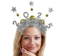 New Year - Glitter Headband for Celebrating | Sparkling Sequins with Golden Silver Finish, Letter Hair Hoop, Festival Costume Accessory, Party Props for Friends Family Events