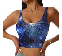 New Year Pyrotechnics - Sujetador deportivo básico para mujer, espalda cruzada, sin mangas, brasier deportivo en U, Negro, XXL