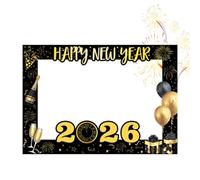 New Years Photo Props - Photography Frame - Black and Gold Handheld 2026 New Years Eve Photo Props, News Year for Women, Family, Kids, Indoor, Outdoors, Festivals, Holidays