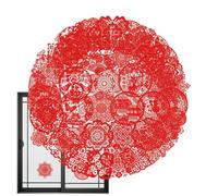 New Year's Window Clings, Waterproof 50X Red Paper Cut Lunar New Year Stickers, Spring Festival Clings Decal, Removable Door Stickers Decorations for Home, Wall, Window, Chinese New Year Decals