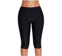 NEW-YIJUNSHUN Pantalones cortos de natación para mujer, con protección UV, longitud hasta la rodilla, 3/4 de pierna, parte inferior de bikini, talla grande, leggings de natación, ropa de playa, Negro,