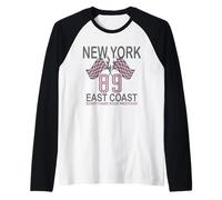 New York 89 East Coast Race Weekend Checkered Flag Camiseta Manga Raglan
