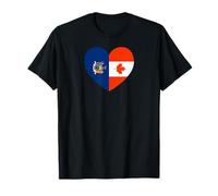 New York and Canada Flags: Heart Shaped Unity Camiseta