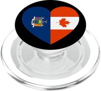 New York and Canada Flags: Heart Shaped Unity PopSockets PopGrip para MagSafe