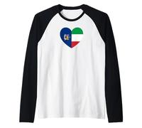New York and Italy Flags: Heart Shaped Unity Camiseta Manga Raglan