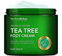 New York Biology - Crema de pies con aceite de árbol de té para pies secos agrietados, pies de atleta, hongos en las uñas, picor de deportista, tiña, talones agrietados y picazón en la piel, crema