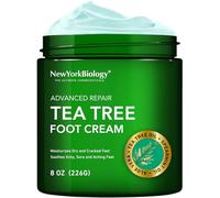 New York Biology - Crema de pies con aceite de árbol de té para pies secos agrietados, pies de atleta, hongos en las uñas, picor de deportista, tiña, talones agrietados y picazón en la piel, crema