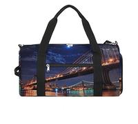 New York Brooklyn Bridge Moon - Bolsa de gimnasio con compartimento para zapatos, bolsa de viaje para fin de semana, bolsa de yoga