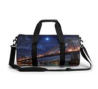 New York Brooklyn Bridge Moon - Bolsa de gimnasio portátil para mujeres y hombres, bolsa de viaje para deportes, gimnasio, divertida bolsa de yoga
