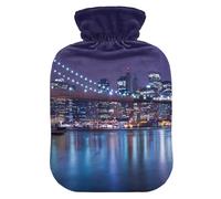 New York Brooklyn Bridge NYC - Bolsa de agua caliente y funda suave y cálida para cama de invierno, cuello y hombros, 2 L
