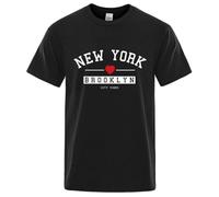 New York Brooklyn City Vibes Letter Clothes Men Creativity Cotton T-Shirt Fashion O-Neck Breathable Oversize Tops
